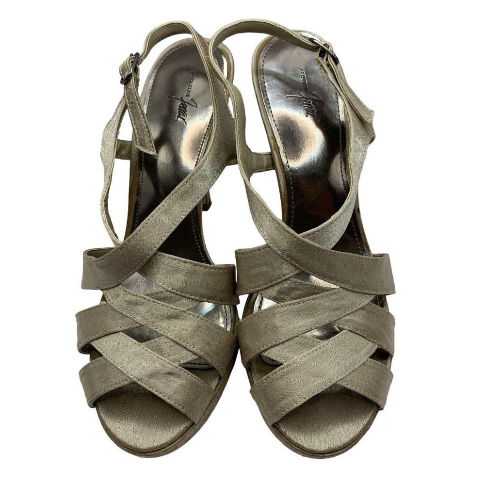 Jacqueline Ferrar Womens Silver Strappy 4” Heel Sandals Size 9M​​​​​